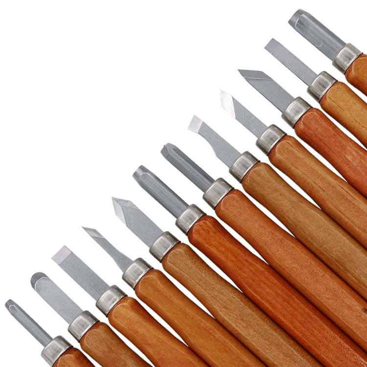 12-in-1 Holzbildhauer-Meißel-Set, Messer, grundlegende Holzschnitt-Werkzeuge, handgemachte Gummistempel, Handwerkzeuge, Meißel, Messer
