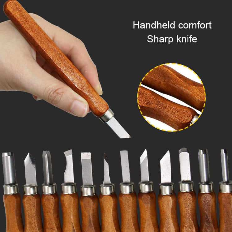 12-in-1 Holzbildhauer-Meißel-Set, Messer, grundlegende Holzschnitt-Werkzeuge, handgemachte Gummistempel, Handwerkzeuge, Meißel, Messer