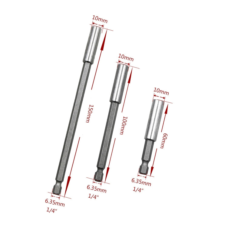 3 in 1 1/4 Zoll Elektro-Chargenkopf Hoher Magnetismus Pleuelstange Pistolenbohrer Verlängerungsstange Hülse Schnell drehbares Gelenk, Länge: 60/100/150mm, 60/100/150mm Gelenk