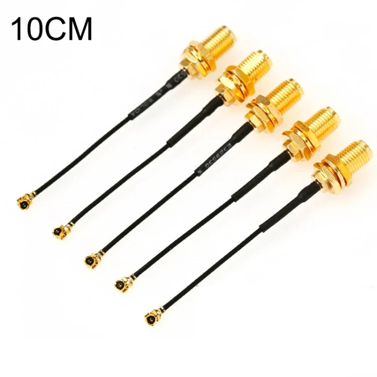 5-teiliges Set RG178 Ufl/IPX/IPEX auf SMA-Buchse Adapterkabel mit geflochtener Ummantelung, Länge: 10 cm