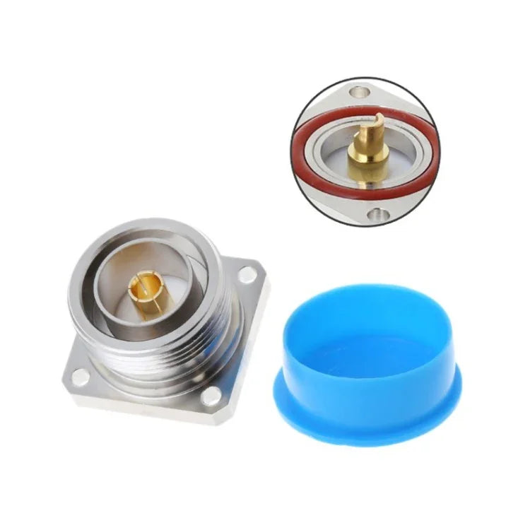 L29 7/16 DIN-Buchse mit Mittelstecker, 4-Loch-Flansch, Lötanschluss, HF-Koaxialadapter