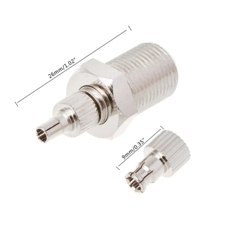F-Buchse auf CRC9/TS9-HF-Stecker, vernickelter Koaxial-Adapter