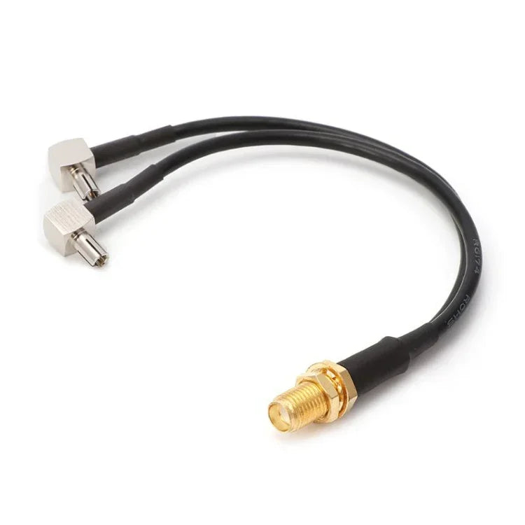 RG174 SMA-Buchse auf 2 x TS9-Stecker Verbindungskabelverlängerung, Länge: 15 cm, SMA-Buchse auf 2 x TS9-Stecker 15 cm