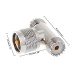 T-förmiger UHF-Stecker PL259 auf 2 UHF-Buchsen Adapter