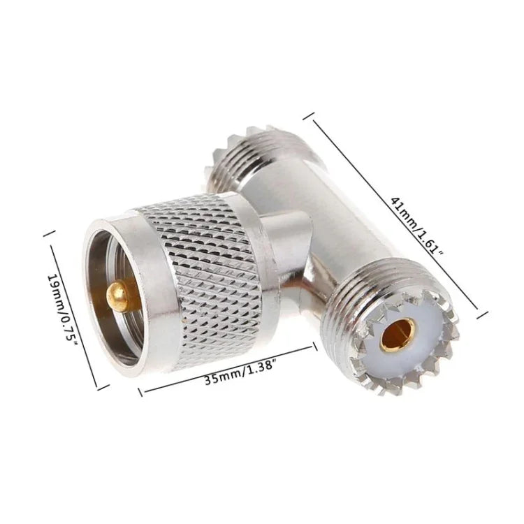 T-förmiger UHF-Stecker PL259 auf 2 UHF-Buchsen Adapter