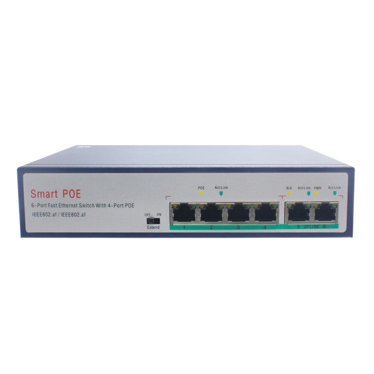 ESCAM POE 4+2 6-Port Fast Ethernet Switch 4-Port POE 10/100M 120W Netzwerk-Switch, Übertragungsdistanz: 150m, 6 Ports