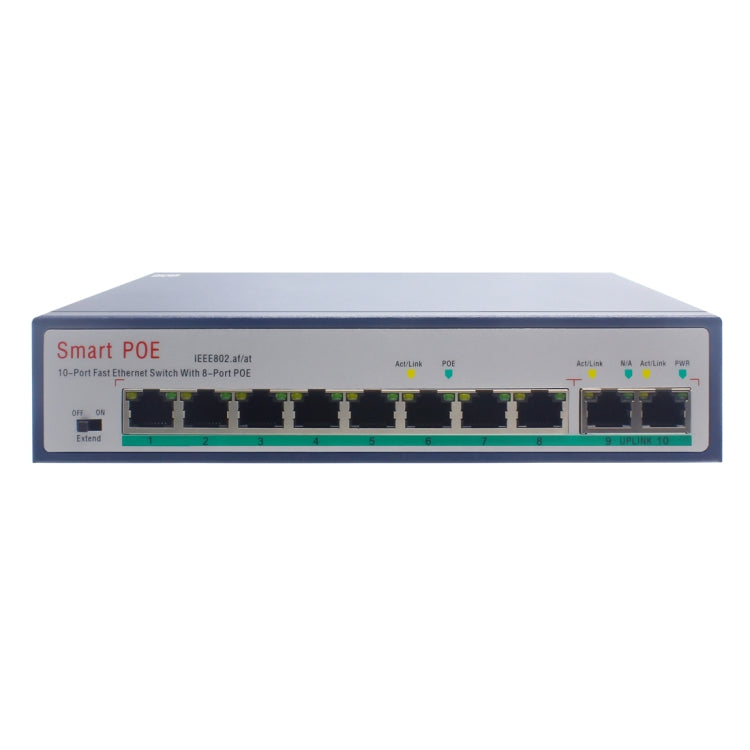 ESCAM POE 8+2 10-Port Fast Ethernet Switch 8-Port POE 10/100M 120W Netzwerk-Switch, Übertragungsentfernung: 150m, 10 Ports