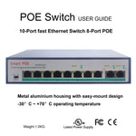 ESCAM POE 8+2 10-Port Fast Ethernet Switch 8-Port POE 10/100M 120W Network Switch, Transmission Distance: 150m, 10 Ports