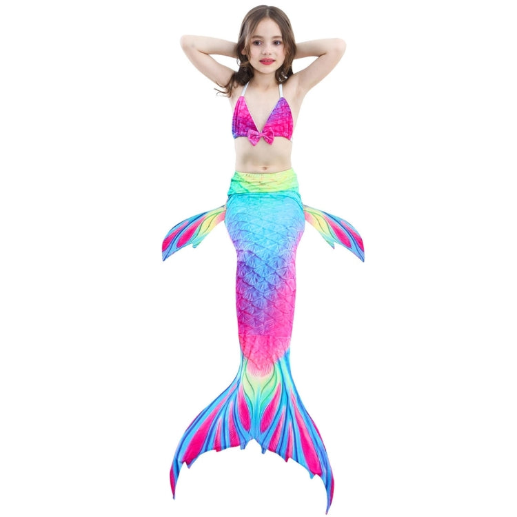 3 Stück / Sets Kinder Schwimmen Meerjungfrauenschwänze Bikini Cosplay Meerjungfrauen-Badeanzug, Größe: 110 (Magenta+Blau), Größe: 110