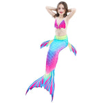3 Stück / Sets Kinder Schwimmen Meerjungfrauenschwänze Bikini Cosplay Meerjungfrauen-Badeanzug, Größe: 110 (Magenta+Blau), Größe: 110