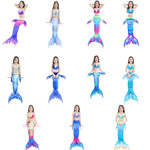 3 Stück / Sets Kinder Schwimmen Meerjungfrauenschwänze Bikini Cosplay Meerjungfrauen-Badeanzug, Größe: 110 (Magenta+Blau), Größe: 110