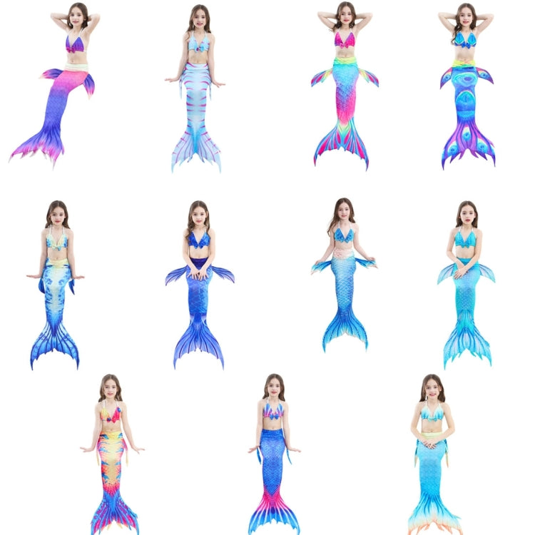 3 Stück / Sets Kinder Schwimmen Meerjungfrauenschwänze Bikini Cosplay Meerjungfrauen-Badeanzug, Größe: 110 (Magenta+Blau), Größe: 110