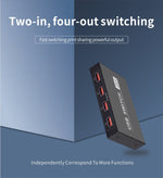 2x4 USB Umschalter 2 Ports PCs teilen 4 Geräte für Drucker Tastatur Maus Monitor, 2x4 USB Umschalter