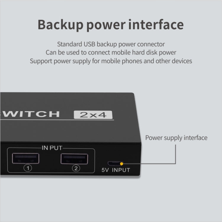 2x4 USB Umschalter 2 Ports PCs teilen 4 Geräte für Drucker Tastatur Maus Monitor, 2x4 USB Umschalter