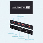 2x4 USB Umschalter 2 Ports PCs teilen 4 Geräte für Drucker Tastatur Maus Monitor, 2x4 USB Umschalter