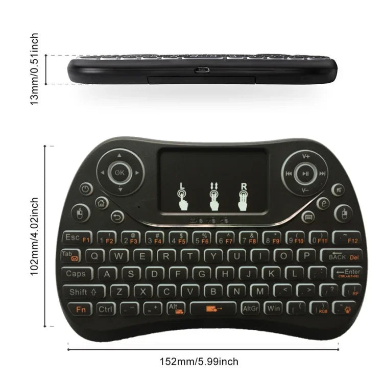 I8 Max 2,4-GHz-Mini-Funktastatur mit Touchpad, wiederaufladbare Fly Air Mouse, Smart Game, 7-farbige Hintergrundbeleuchtung