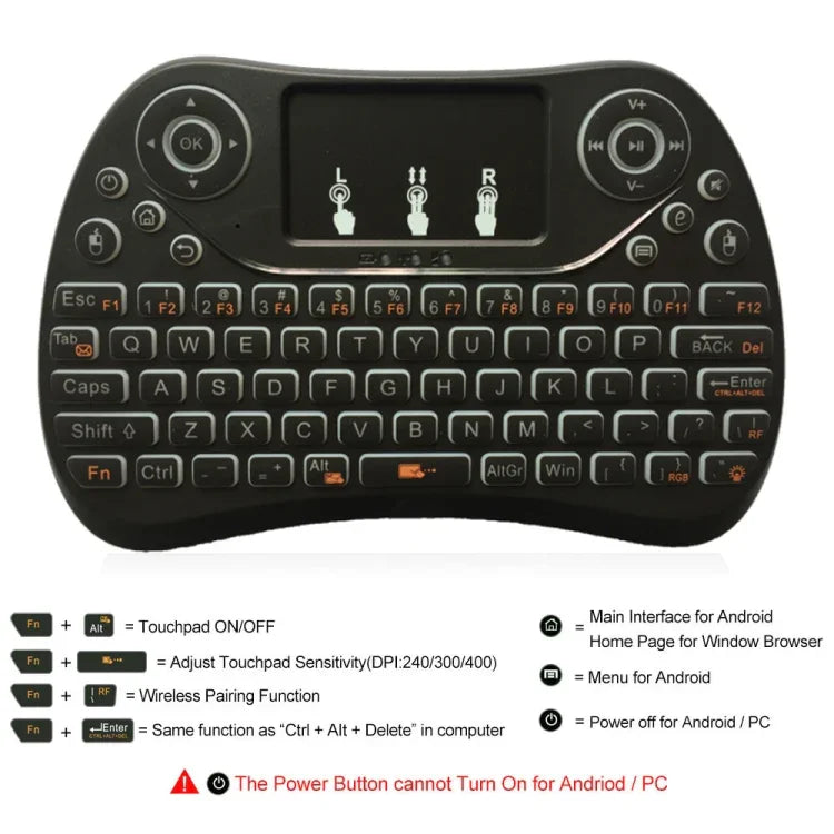 I8 Max 2,4-GHz-Mini-Funktastatur mit Touchpad, wiederaufladbare Fly Air Mouse, Smart Game, 7-farbige Hintergrundbeleuchtung