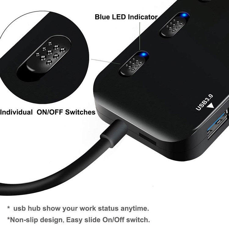 Ultra Speed USB3.0 4-Port-Hub mit Schalter, USB 3.0