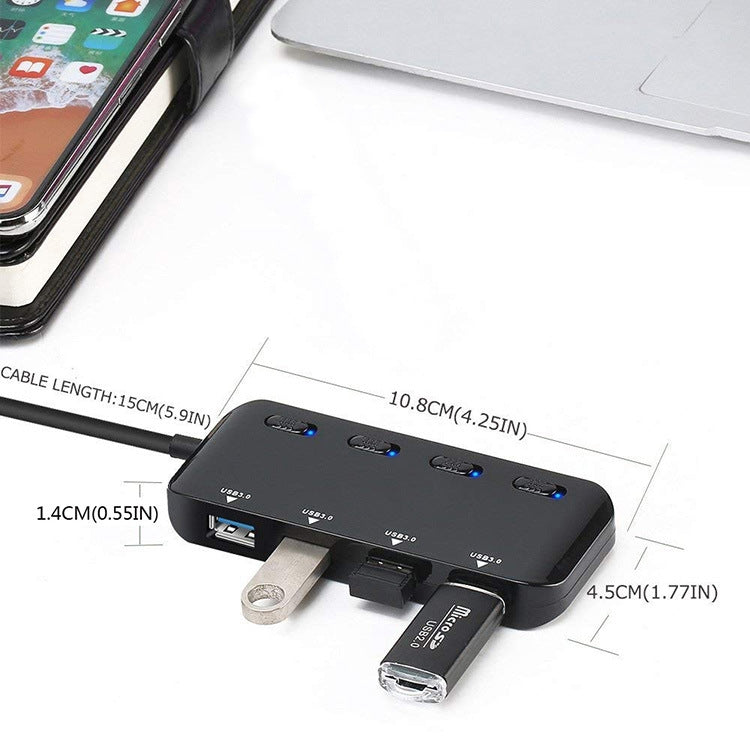 Ultra Speed USB3.0 4-Port-Hub mit Schalter, USB 3.0
