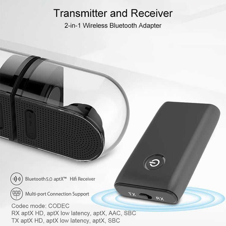B10S Bluetooth Adapter 5.0 Bluetooth Sender Empfänger 2 in 1 Bluetooth Adapter, schwarz