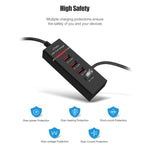 5V 4,1A 4 USB-Anschlüsse Ladeadapter mit Netzkabel, Kabellänge: 1,5m, US-Stecker, US-Stecker