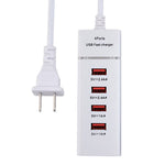 5V 4,1A 4 USB-Anschlüsse Ladeadapter mit Netzkabel, Kabellänge: 1,5m, US-Stecker, US-Stecker