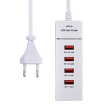 5V 4,1A 4 USB-Anschlüsse Ladeadapter mit Netzkabel, Kabellänge: 1,5m, EU-Stecker, EU-Stecker