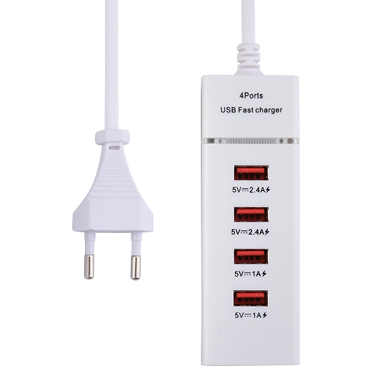 5V 4,1A 4 USB-Anschlüsse Ladeadapter mit Netzkabel, Kabellänge: 1,5m, EU-Stecker, EU-Stecker
