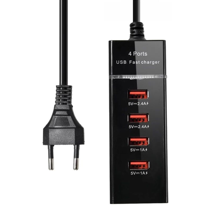 5V 4,1A 4 USB-Anschlüsse Ladeadapter mit Netzkabel, Kabellänge: 1,5m, EU-Stecker, EU-Stecker