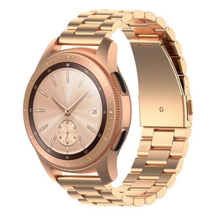 For Huawei GT2/GT/Samsung Galaxy Watch 46mm R800/Samsung Gear S3 Universal Three Beads Stainless Steel Watch Wrist Strap 22mm, Black, Gold, Rose Gold, Colourful, Silver