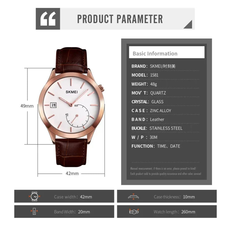 SKMEI 1581 Kreative Mode Herrenuhr Einfache Lässige Outdoor-Sport Wasserdichte Zweizeiger- Quarzuhr