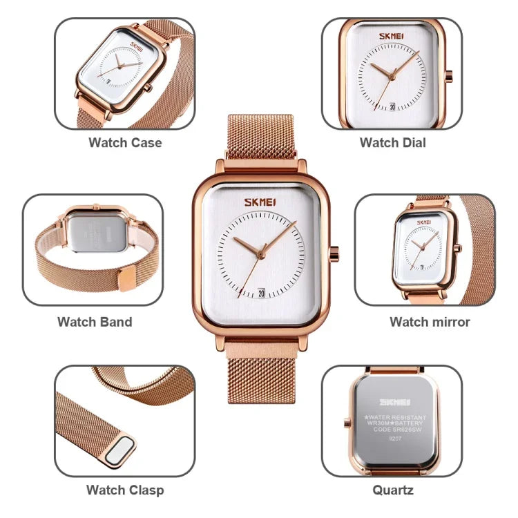 SKMEI 9207 Mode Kreative Einfache Uhr Herren Magnetische Schnalle Mesh-Armband Stahlarmband Paar Quarzuhr