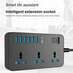 T09 3000W Hochleistungs Mehrfach-Steckdosenadapter mit 3-Loch Internationalem Universalstecker + 6 USB Intelligentes Laden, EU STECKER, US STECKER, UK STECKER