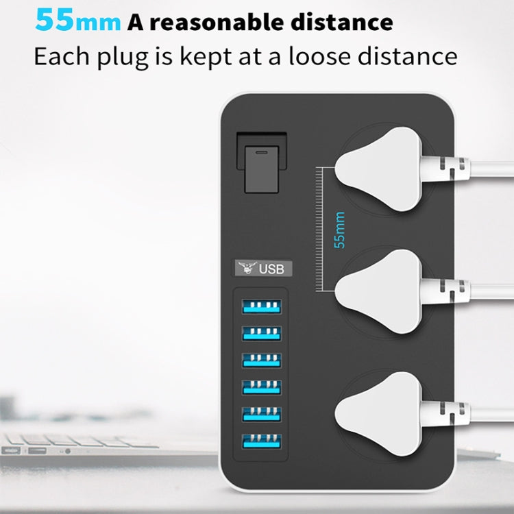 T09 3000W Hochleistungs Mehrfach-Steckdosenadapter mit 3-Loch Internationalem Universalstecker + 6 USB Intelligentes Laden, EU STECKER, US STECKER, UK STECKER
