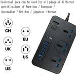 T09 3000W Hochleistungs Mehrfach-Steckdosenadapter mit 3-Loch Internationalem Universalstecker + 6 USB Intelligentes Laden, EU STECKER, US STECKER, UK STECKER