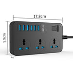 T09 3000W Hochleistungs Mehrfach-Steckdosenadapter mit 3-Loch Internationalem Universalstecker + 6 USB Intelligentes Laden, EU STECKER, US STECKER, UK STECKER