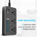 T09 3000W Hochleistungs Mehrfach-Steckdosenadapter mit 3-Loch Internationalem Universalstecker + 6 USB Intelligentes Laden, EU STECKER, US STECKER, UK STECKER