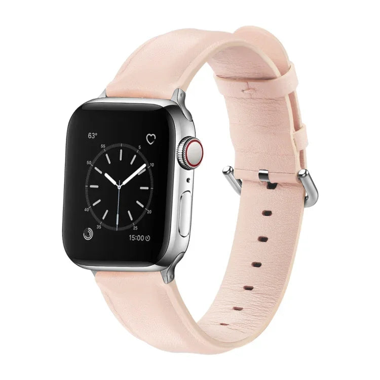 For Apple Watch Series 5 & 4 44mm 3 & 2 & 1 42mm Round Hole Leather Strap