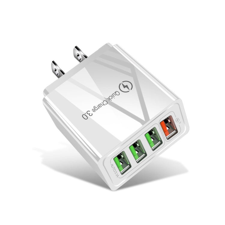 30W QC 3.0 USB + 3 USB 2.0 Ports Handy Tablet PC Universal Schnellladegerät Reiseladegerät, US-Stecker