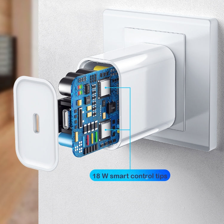 2-in-1 Einzelner USB-C / Typ-C Port Reise-Ladegerät + 3A PD 3.0 USB-C / Typ-C auf USB-C / Typ-C Schnelllade-Datenkabel-Set, Kabellänge: 1m, 18W 1m