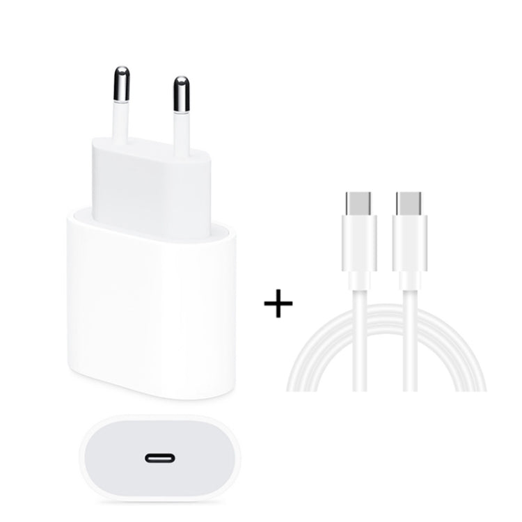 2-in-1 Einzelner USB-C / Typ-C Port Reise-Ladegerät + 3A PD 3.0 USB-C / Typ-C auf USB-C / Typ-C Schnelllade-Datenkabel-Set, Kabellänge: 1m, 18W 1m