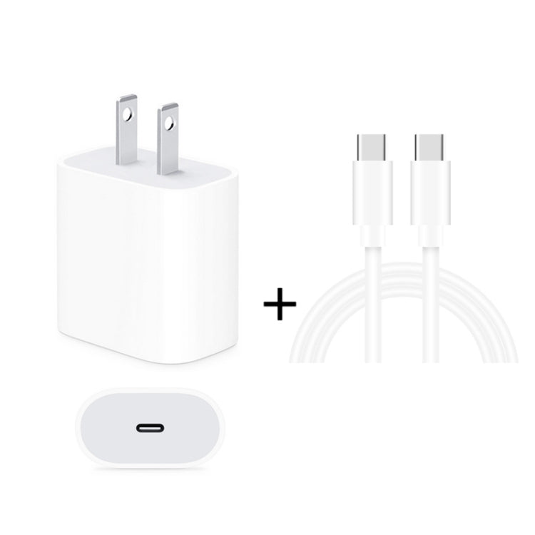 2-in-1 USB-C / Typ-C Reise-Ladegerät + 3A PD 3.0 USB-C / Typ-C auf USB-C / Typ-C Schnelllade-Datenkabel-Set, Kabellänge: 2m, 18W