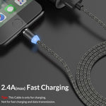Magnetisches USB-auf-Micro-USB-Metallanschluss-Datenkabel aus Nylon, zweifarbig geflochten, Kabellänge: 1 m, Micro USB