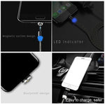 Magnetisches USB-auf-Micro-USB-Metallanschluss-Datenkabel aus Nylon, zweifarbig geflochten, Kabellänge: 1 m, Micro USB
