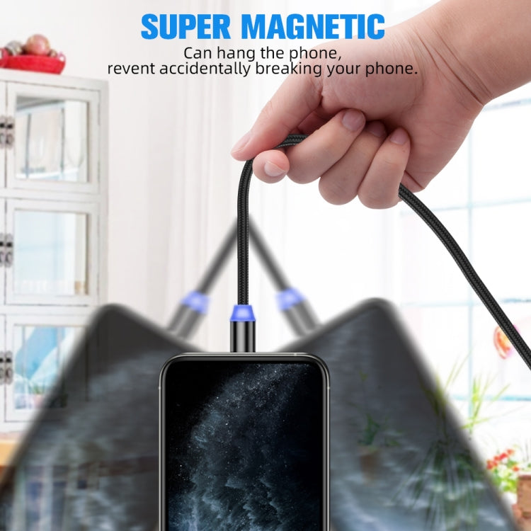 Magnetisches USB-auf-Micro-USB-Metallanschluss-Datenkabel aus Nylon, zweifarbig geflochten, Kabellänge: 1 m, Micro USB