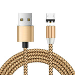 Magnetisches USB-auf-Micro-USB-Metallanschluss-Datenkabel aus Nylon, zweifarbig geflochten, Kabellänge: 1 m, Micro USB