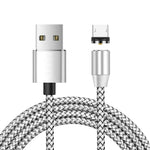 Magnetisches USB-auf-Micro-USB-Metallanschluss-Datenkabel aus Nylon, zweifarbig geflochten, Kabellänge: 1 m, Micro USB