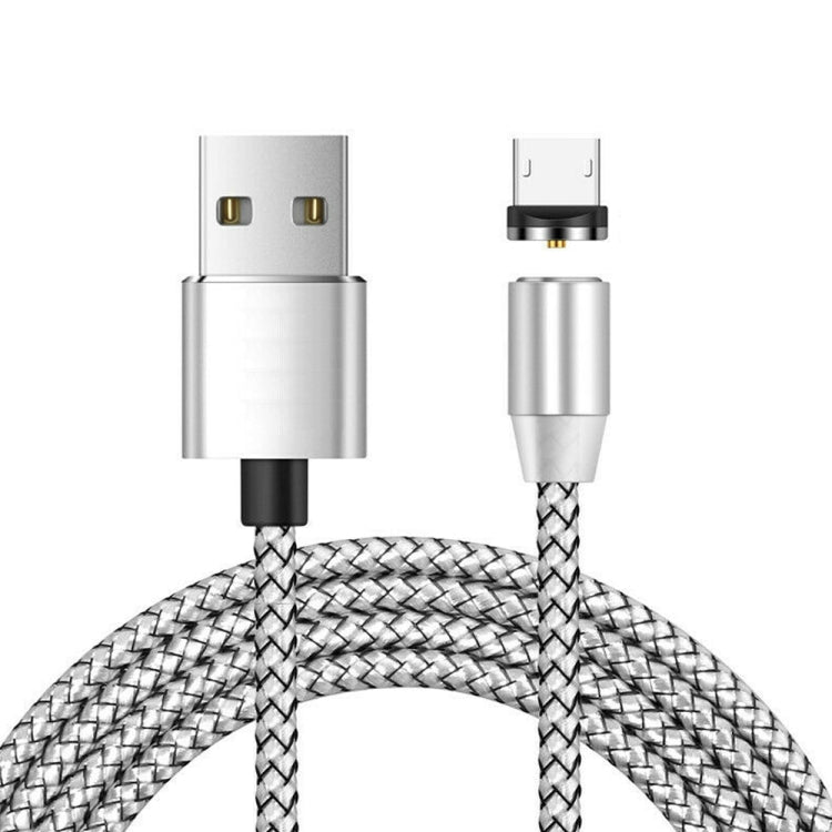 Magnetisches USB-auf-Micro-USB-Metallanschluss-Datenkabel aus Nylon, zweifarbig geflochten, Kabellänge: 1 m, Micro USB