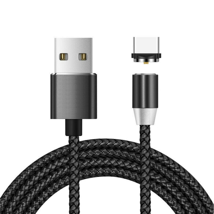 USB-A auf USB-C / Typ-C Magnetischer Metallanschluss Nylon Zwei-Farben Geflochtenes Magnetisches Datenkabel, Kabellänge: 1m, USB-C / Typ-C