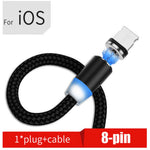 USB zu 8-Pin magnetischer Metallstecker Nylon zweifarbig geflochtenes magnetisches Datenkabel, Kabellänge: 1m, 8-Pin